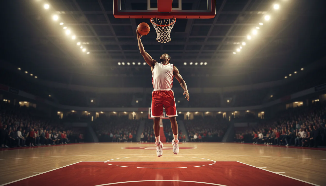 Basketballspieler beim Wurf im Stadion – Handicap Wetten im Basketball