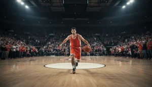 Spannendes Basketballspiel in einer vollen Arena – Live Wetten Strategien