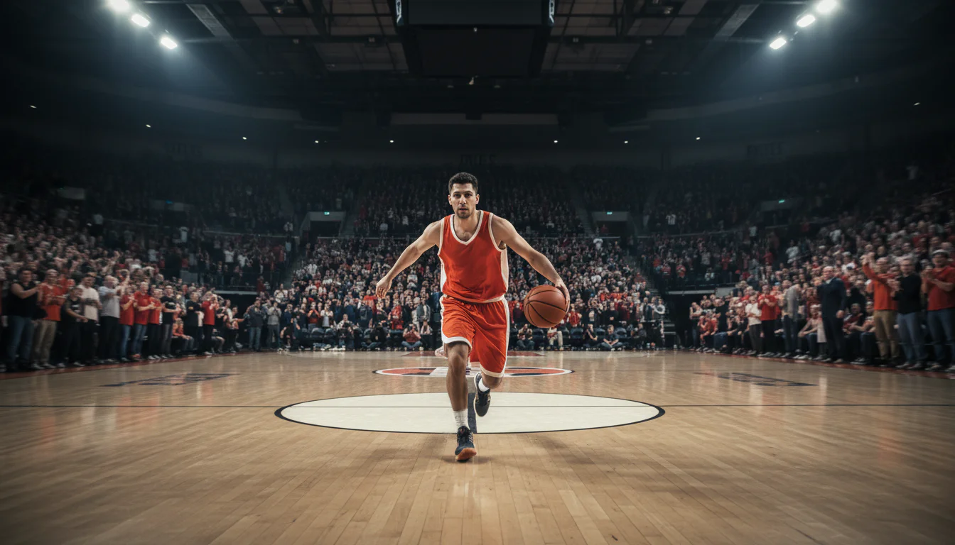 Spannendes Basketballspiel in einer vollen Arena – Live Wetten Strategien