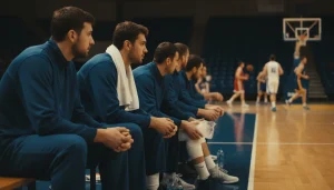 Basketballspieler auf der Bank während eines Spiels – Verletzungen und Kaderanalyse