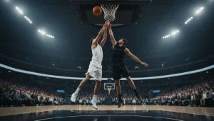 Basketballspieler in Aktion während eines engen Spiels – Cashout Entscheidung