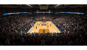 Volle Basketball-Arena mit begeisterten Fans – Heimvorteil bei Wetten