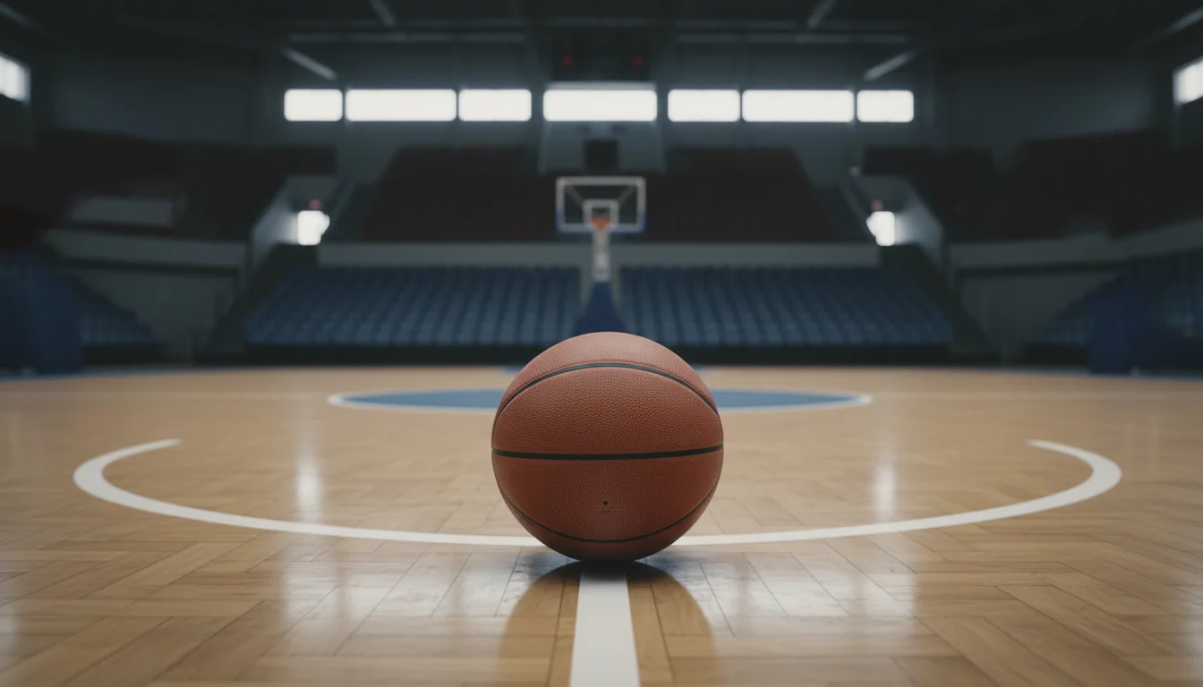 Basketball liegt ruhig auf dem leeren Spielfeld – verantwortungsvolles Wetten