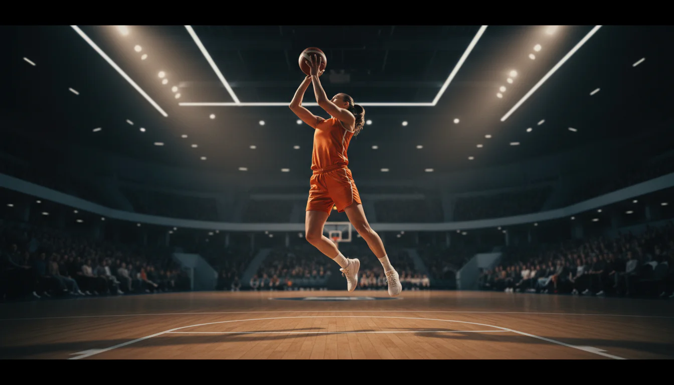 WNBA-Basketballspielerin beim Wurf in einer Arena – Frauen-Basketball Wetten